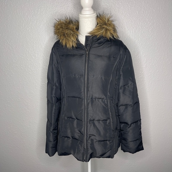Black Puffer Jacket with Hood - Picture 3 of 8